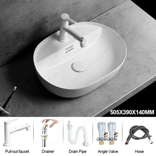 카운터 싱크 위의 화이트 세라믹 현대 간단한 타원형 욕실 화장실 및 홈 오피스 사용을 발코니 예술적 세면, 17 5039-C