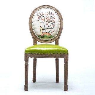 유럽풍 원목 의자 식탁 엔틱 빈티지 복고풍 카페 호텔 의자, 꽃사슴_그린
