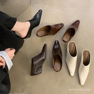 增高坡跟包頭拖鞋 大尺碼女鞋 懶人鞋 厚底百搭款 (35-40碼)