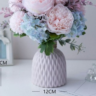 北歐風手工粉紅色仿真繡球花擺件 - 臺灣出貨 家居裝飾 餐桌花瓶, 粉色塑料花瓶
