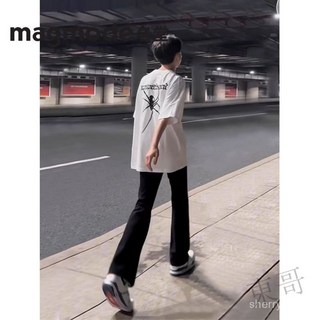 限時購 牛仔褲 微喇叭褲 男生褲子 黑色喇叭牛仔褲 長褲男 直筒褲 高街 潮牌 高腰牛仔褲 美式復古 煙灰色 水洗褲