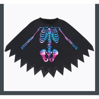 彩印 骷髏連帽披風 萬聖節服裝 造型披風