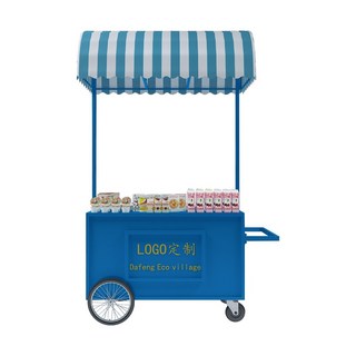 餐車擺地攤小推車花車夜市促銷車，鐵藝售貨車戶外移動小吃攤位車，多功能展示。, 1個
