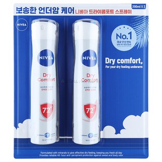 니베아 데오드란트 스프레이형 200ml 드라이콤포트, 400ml, 1개
