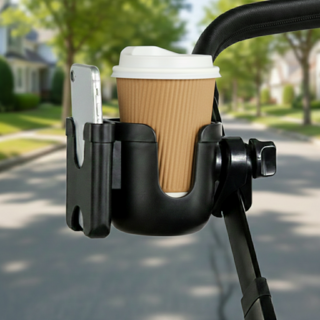 야오템 강력고정 핸드폰 유모차 컵홀더 2구, 1개, 블랙