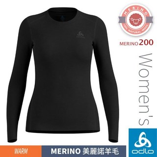 ODLO 女款 美麗諾羊毛 200 保暖圓領長袖羊毛衣 111601