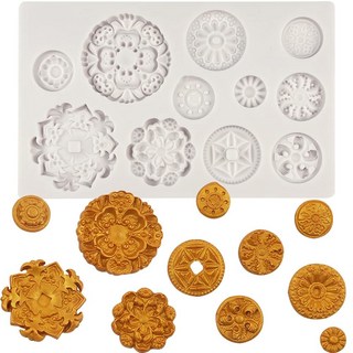 바로크 보석 퐁당 틀 - 결혼식 디저트 세팅을 위한 컵케이크 장식 틀 슈가 크래프트 쿠키 껌 플라워 페이스트 마지판 클레이 에폭시, 1개