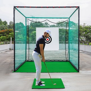 SAIVEINA 프리미엄 골프스윙 연습용 타격 케이지 네트 대형 히팅 케이지 실내외 뒷마당 지하실 설치 튼튼한 골프 스윙 연습 임팩트 트레이닝 연습장 타겟 천 포함 3mX3m, 케이지 그린, 1개