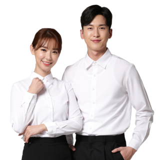 백색 스판 긴팔셔츠 / 서빙 유니폼 식당 레스토랑 카페 음식점 단체 호텔리어 상조유니폼