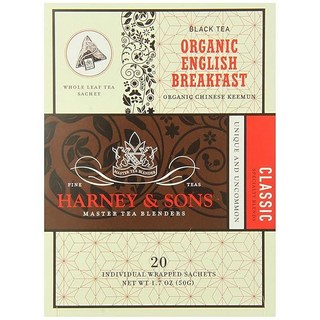 Harney & Sons 유기농 영국식 아침 식사 100% 순수 홍차, 1개, 50g