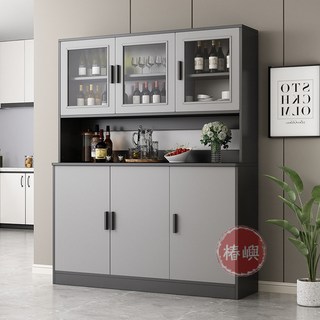 椿嶼 酒櫃餐邊櫃高櫃，客廳靠墻一體現代簡約櫥櫃，多層置物收納邊櫃子，儲物空間大, 【遮光櫃門款】120cm意式輕奢灰,可視化隔間 加厚好板材