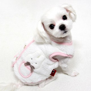 바이담수미 강아지 단추 장식용 토끼 수면 조끼, 화이트, 1개