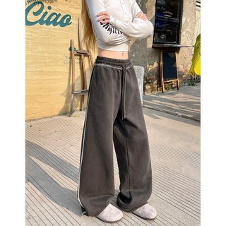 美式復古水洗做舊毛邊休閒運動褲