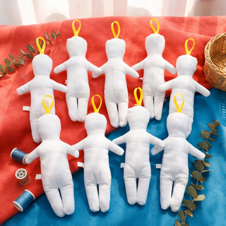 키득키득 무지 캔버스 인형 키링 DIY 재료 열쇠고리 가방고리, 10개, 단일, 10cm