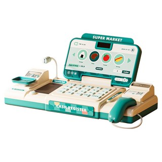雪倫小舖 兒童玩具 超市收銀機 仿真收銀機 女孩扮家家酒玩具, 綠, 1個