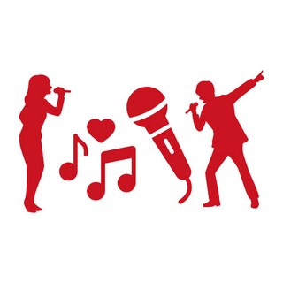 오피스왕국 노래 마이크 음악 음표 그래픽 스티커 music13, 레드