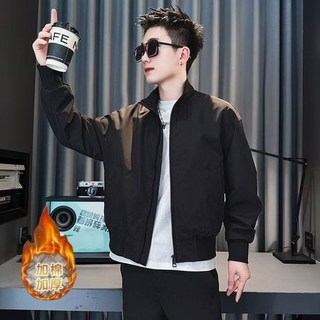 男士立領休閒夾克外套，秋冬加厚保暖