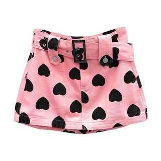愛心粉色牛仔裙 顯瘦高腰包臀短褲裙 芭比褲裙
