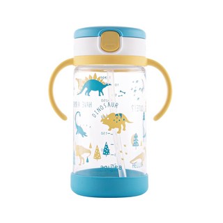 Richell 利其爾 AQ吸管水杯3款(320ml) 含底座護環 學習水杯, 恐龍世界, 1個