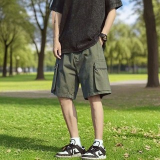 工裝休閒短褲男夏季新款戶外運動直筒褲多口袋登山五分褲子