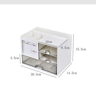 Ins風文具收納盒 手帳收納盒 筆筒收納盒 抽屜式收納盒 小物收納 筆筒置物架 抽屜收納 桌上收納, 1個, 透明黑收納盒