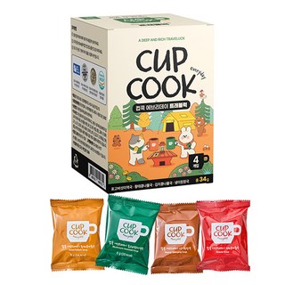 여행필수템 5초 완성 국산 재료 프리미엄 동결건조 블럭국 4가지 맛이 한 박스에 담긴 컵쿡에브리데이 트래블럭, 1개, 34g