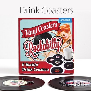 美式復古黑膠唱片杯墊 黑膠唱片 美國鄉村風 交換禮物 生日禮物 CD 聖誕禮物 耶誕禮物, 1個, 復古款(一套5片)