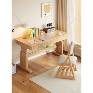 實木可陞降兒童學習書桌：中小學生課桌椅、臥室家用寫字辦公桌, 象牙白 F9028#,1.2米單桌