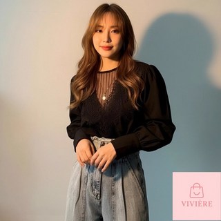 VIVIERE 法式蕾絲立領襯衫 顯瘦韓系氣質長袖上衣