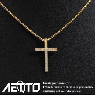 AETTO 金色滿鑽十字架項鍊 卓越等級自製款 嘻哈風格 男女皆宜 水鑽項鍊