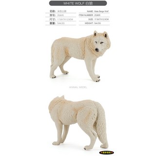 SPG正版 北極狼仿真動物模型 逼真野生動物公仔 兒童益智玩具 隨草憶境授權, 1個, 米色公狼（大號，18cm，實心）