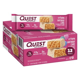 QUEST NUTRITION 高蛋白能量脆棒 生日蛋糕口味 12入, 1盒, 624g