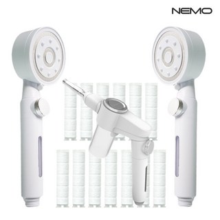 니모샤워기 NEMO 카트리나 2 in 1 필터샤워기 본품 2p + 고압세척건 본품 1p + 니모 호스커넥터 1p + 니모 거치대 1p + 니모 리필 필터 10p, 화이트, 1세트