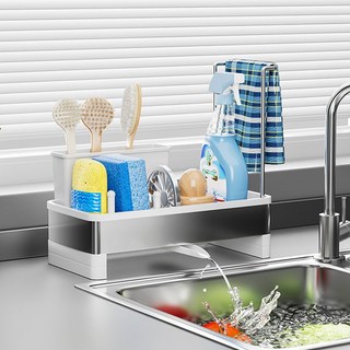 Danni 주방 싱크대 물빠짐 수세미 거치대 행주 걸이, 화이트, 1개