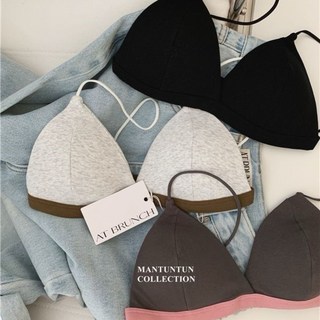 法式三角杯無鋼圈文胸，夏天無束縛感，小胸聚攏，無痕細肩帶美背內衣