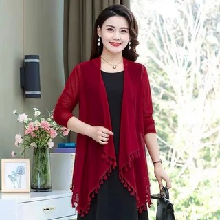 ROYALBELLE 여성 빅사이즈 9부 소매 에어컨 가디건 가볍고 자외선 차단 얇은 망사 가디건 F0040202