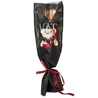 畢業花束 畢業熊 透明紙袋花束 畢業禮物, 黑色, 1個