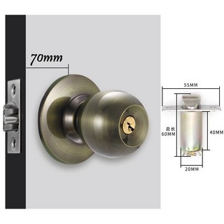 慶大鑫 CBX-888 喇叭鎖 青古色 房間鎖 浴廁鎖 旋轉鈕設計 圓柱形門鎖 銹鋼磨砂銀 浴室用 含稅, 1個, 70mm