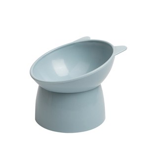 黑白陶瓷貓碗 貓咪黑色貓碗貓咪食碗 陶瓷寵物喝水飯碗 高腳斜口碗 防打翻護頸高腳可愛貓腳, 1個, 藍色-塑膠貓咪碗, 藍色-塑膠貓咪碗