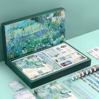 라인블루 감성 유화 다이어리 꾸미기세트, 포레스트 그린