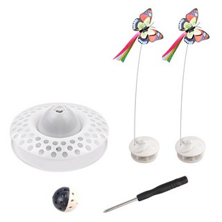 고양이 장난감자동 나비 티저 고양이 장난감 전기 회전 스크래치 대화형 운동 훈련 지팡이, 01 White, 1개