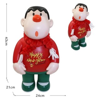 新年胖虎擺件 大號手辦 田園風辦公室桌面客廳玄關裝飾禮物, 超大號43cm【頭可轉動】新年胖虎