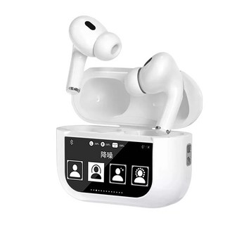 ASPOR 智能彩色觸控螢幕無線藍牙耳機 ANC主動降噪 HiFi高音質, 白色