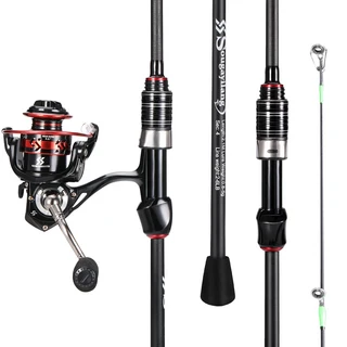 Sougayilang 스피닝 낚시 콤보 1.8m-2.4m 텔레스코픽 낚싯대 및 9 + 1BB 릴 낚시 가방 루어 라인 풀 세트, 01 1.8M Rod-1000 Reel, 02 Rod-Reel