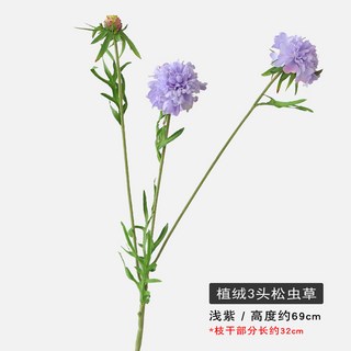 松蟲草仿真花窄葉藍盆花客廳家居裝飾路引布置假花仿真花束仿真花永生花人造花乾燥花永不凋零拍照道具假花裝飾居家裝飾, 淺紫, 1個