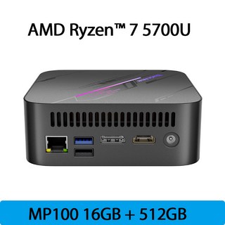 월드 프리미어 블랙뷰 미니 PC 컴퓨터 AMD R7 5700U 8 코어 16 스레드 DDR4 SSD MP100, 01 AMD Processor, 01 EU, 03 16GB 512GB, 16GB