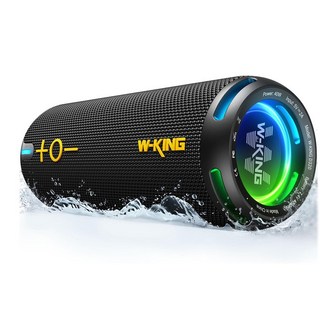 W-KING D320 防水藍芽喇叭 震撼音場 環繞舞動 筆電/露營/工地/腳踏車/重低音藍芽音響, 質感黑