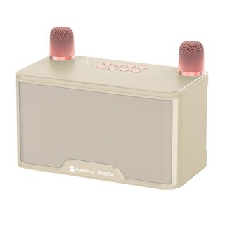 KooPin & Newrixing 雙人無線麥克風行動KTV音響組 芽麥克風 音響喇叭, 奶茶-現貨免運送收納包