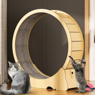 캣휠 캣타워 고양이캣타워 캣폴 저소음 안전 잠금장치 간단설치, 1개, 우드 컬러