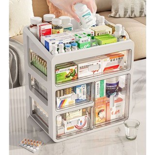 약 수납함 약통 정리함 책상 미니 투명 수납장 보관 약상자, M. 중간 크기 4 층 3 그리드 3 큰 서랍